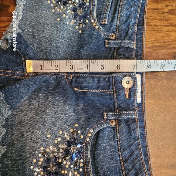 Aeropostale Cut Off Floral Embellished Shorts 6 Medium Light Wash Denim Country - Picture 8 of 10